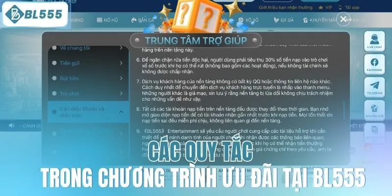 Các quy tắc trong chương trình ưu đãi tại BL555