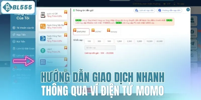 Hướng dẫn giao dịch nhanh thông qua ví điện tử Momo
