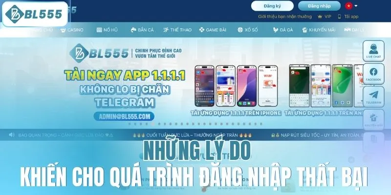 Những lý do khiến cho quá trình đăng nhập thất bại