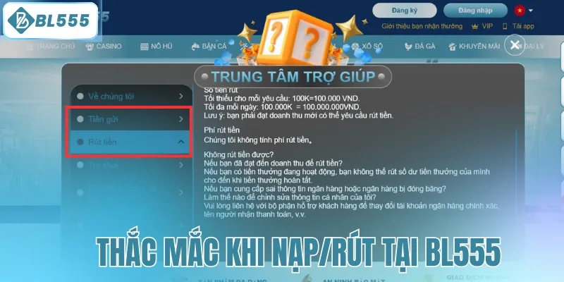 Thắc mắc khi nạp/rút tại BL555